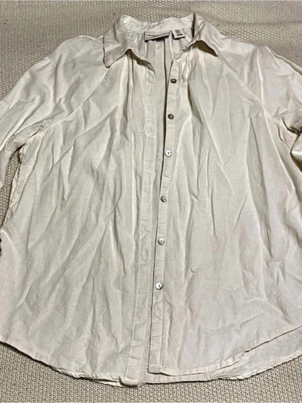 Laura Ashley White Linen Button Down Shirt